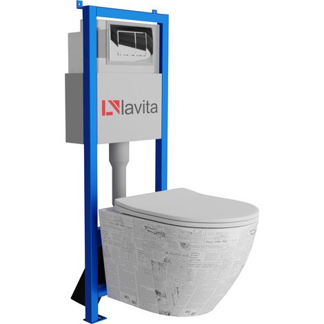Bati support lavita lav 101 a 40 cm wc sofi slim paper sans bord plaque de commande lav 20012 chrome kit complet wc