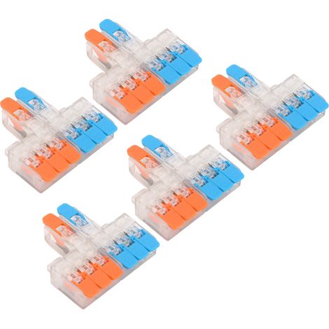 5 Pièces Connecteur de Jonction 2 Entrées 6 Sorties, Cosses en Cuivre pour Câbles 0.5-6mm², Bloc de Raccordement pour Moteurs Électriques, 41A 450V (1/5)