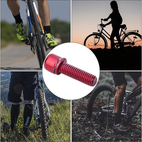 Vis de direction M5x18mm pour guidon de vélo, boulon de fixation rouge avec entretoise en acier, pièces de rechange pour vélo. (1/5)