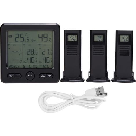 Thermomètre météorologique, extérieur ℃ / ℉ Affichage capteur météo, écran LCD sans fil pour la mesure de la température Mesure de l'humidité (1/5)