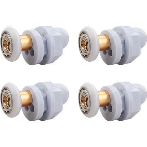 Roulettes Porte de Douche, 4 Pièces Roulette Porte Coulissante Douche en Laiton, Roulette Porte Coulissante, pour Remplacement de Douche Coulissante Verre Porte Coureurs Rouleaux (19MM)