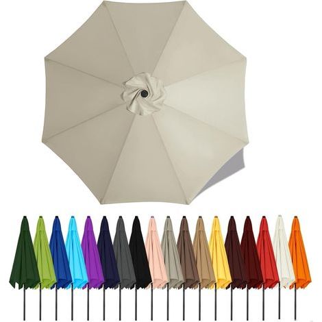 Auvent De Remplacement Pour Parasol De Terrasse, Toile De Parasol Pour Cour Jardin Plage, Protection UV Housse De Rechange(Light Greige,4m - 8Ribs) (1/5)