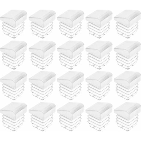 20x Bouchon Tube Chaise carré Embout rentrant Blanc incliné Pied Meuble Protection Plastique, 30x30mm (1/3)