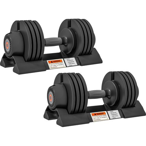 Lot de 2 Haltères Réglables Poids 3,5kg 6kg 8kg 10kg - Plateau et Poignée Antidérapante - Équipement de Sport - Noir