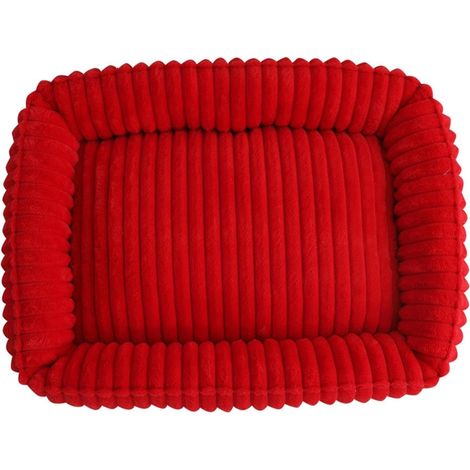 Dog Basket, Flannel Cat Basket, Portable Plush Dog Cushion, Pet Mat with Non-Slip Base, Soft Washable Cushion for Large, Medium, and Small Pets (Red, M) (1/5)