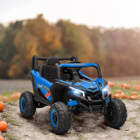 12V Elektro-Kinderauto (UTV) mit 2 Motoren, 2,4G-Fernbedienung, bis zu 7 km/h Geschwindigkeit, Federungssystem, Blau