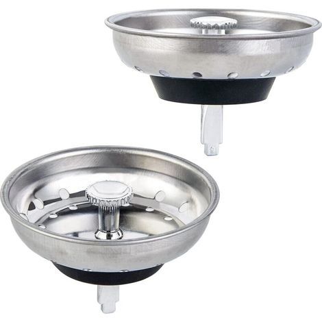 Lot de 2 Paniers de Récupération de Déchets pour Bonde d'Évier - Compatible Bondes Standard 8.9 cm - Remplace le Filtre d'Origine - pour Cuisine (1/3)