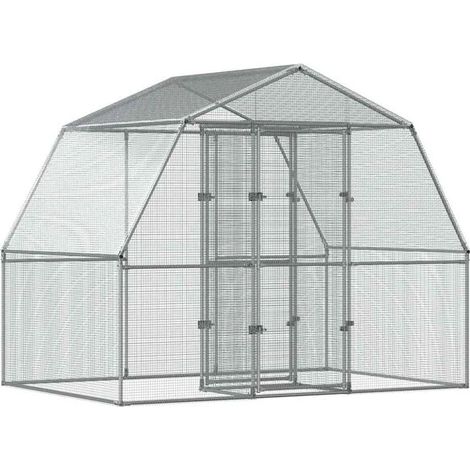Cage à oiseaux à porte argentée, acier galvanisé (1/5)