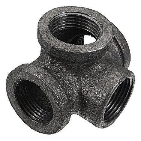 1/2 '3/4' 1 '4 Voies Raccord De Tuyau En Fonte Malléable Noir Sortie Sortie Tee Femelle Tube Connecteur - 1 Pouce (1/5)