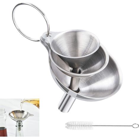 Entonnoir De Cuisine - En Acier Inoxydable - Pour Huiles Essentielles Et Liquides - Lot De 3 (1/5)