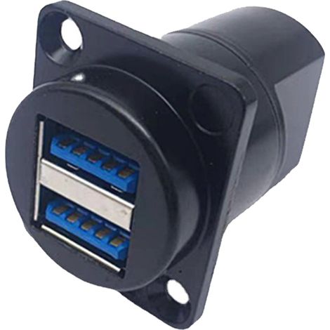 Prise USB 3.0 double Port A femelle vers coupleur, connecteur de montage sur panneau de Type D pour vidéo, boîtier noir (1/5)