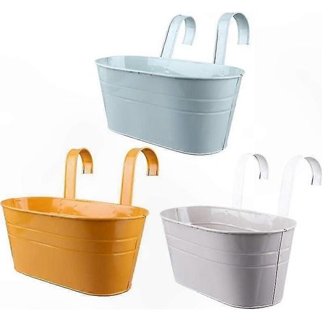 Set de 3 suspensions murales pour plantes avec crochets, décoration de balcon et mur, 260g par pot (1/5)