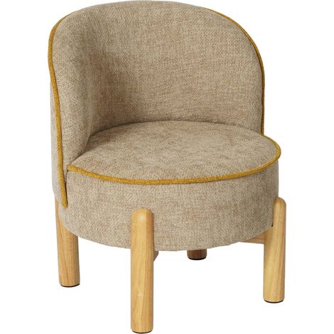 sweeek - Vintage Kindersessel Heveaholz und Chenille-Bezug
