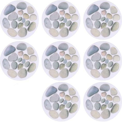 Lot de 8 Autocollants Ronds pour Baignoire, Diamètre 15 cm, Motif Pierre de Bains, Fond de Salle de Bains, pour Baignoires Douches (1/5)
