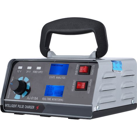 Chargeur de batterie automatique pour voiture, charge de réparation par impulsions intelligentes avec affichage LED, 400 W, 12 V/24 V, prise britannique. (1/5)