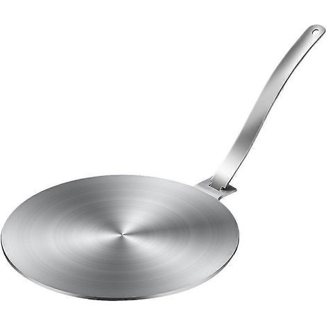 Metallene Wärmeverteilungsplatte, runde Induktionsplatte, Adapterplatte für Induktionskochfelder – 22,7 x 20 x 0,34 cm – Silber (1/3)