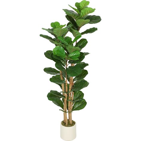 HOMCOM Pianta Fico Artificiale in PEVA e Legno 50x50x150 cm Verde (1/5)