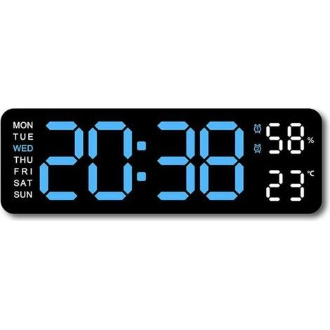 Coque noire bleu glacier Horloge Numérique Murale Grande avec,Horloge Digitale Led à Luminosité Réglable (1/4)