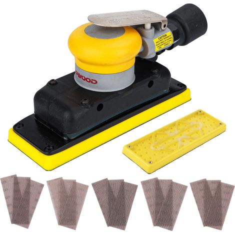 Ponceuse orbitale pneumatique Jitterbug de 3 x 8 po, 70 mm x 198 mm 1/8 po d’orbite, aspirateur central 10 000 OPM Max avec tampon auto-agrippant supplémentaire et 15 papiers abrasifs (1/5)