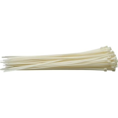 Lot de 100 serre-câbles en nylon Blanc 7,6 x 400 mm