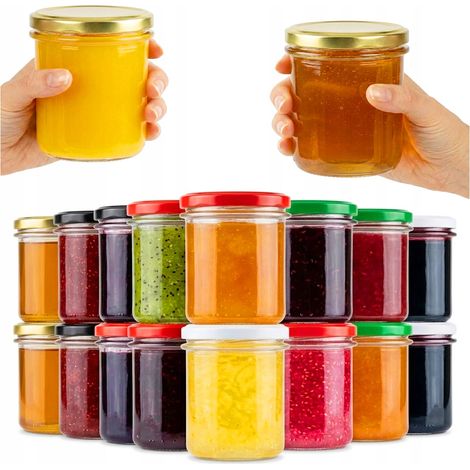 50 bocaux en verre droit de 350 ml pour confiture, viande, pâté, conserves, bougies (1/5)