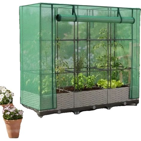Jardinier surélevé, Housse résistante aux intempéries, Serre ventilée, 120x40x123 cm (1/2)