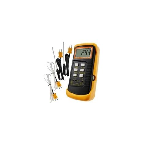 Termometro tipo K con sensore termocoppia da 700 °C (°C, °F e K) con 4 termocoppie (cablata e in acciaio inox) - Crezuo (1/4)
