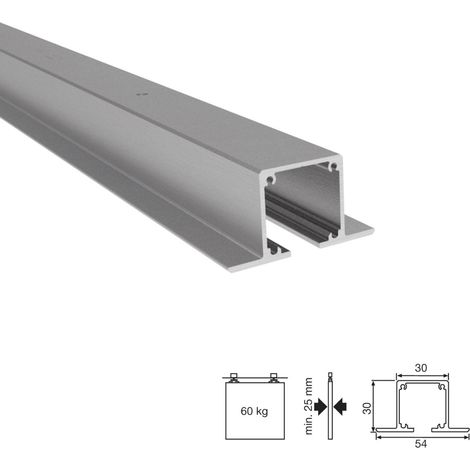 Guia Klein Oculta Lite Top 60 2Mts (F8)  - Guía oculta para puertas correderas Klein LITE TOP 60