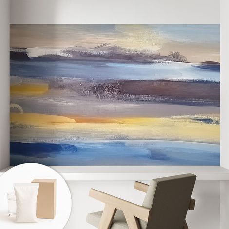 Papier peint intissé pour salon chambre à coucher peint imprimé Installation facile - Colle incluse gratuite Paysage paisible 104x70 cm (1/5)