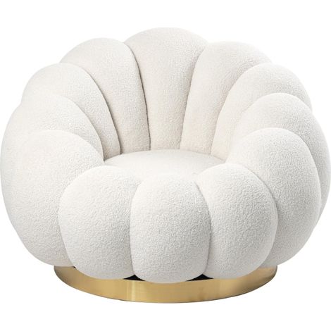 MEUBLER DESIGN Fauteuil Bouclé Crème Piètement Couleur Or Buble - Boucle Or, Style ,  x  x  cm (1/5)