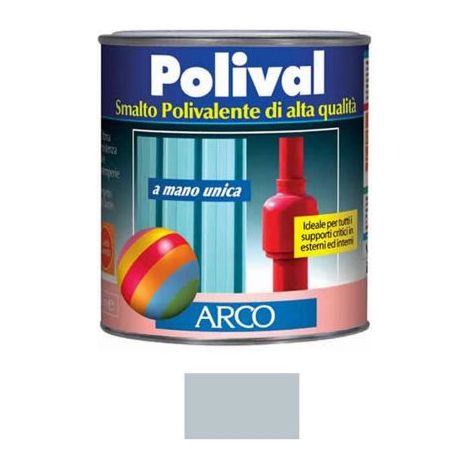 SMALTO MANO UNICA SENZA FONDO POLIVAL ARCO PER PLASTICA VETRO LAMIERA LT.0,75 Grigio Argento