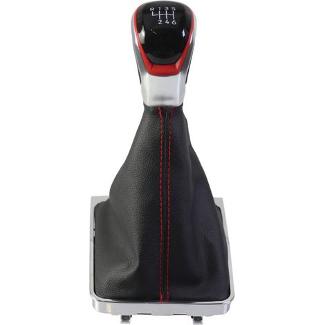 Convient pour Volkswagen Passat B6, kit de modification du pommeau de levier de vitesse avec garniture rouge et coutures rouges, ensemble 6 vitesses (une pièce). (1/4)