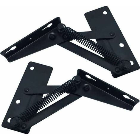 Lot de 2 Supports Pliants pour Canapé-Lit, Charnières à Ressort Noires Angle 80°, Pièces de Rechange pour Mécanisme de Bascule et Meubles de Rangement (1/5)