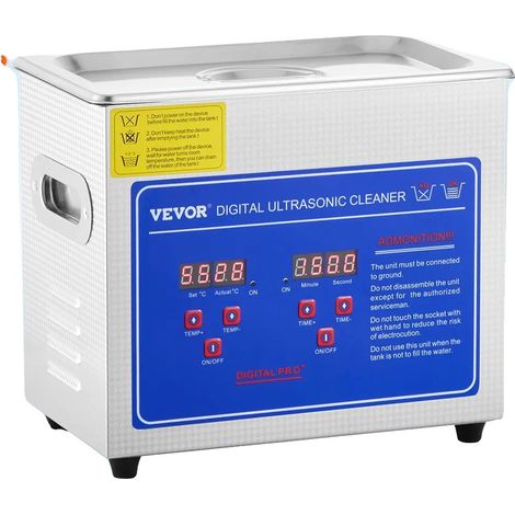 Nettoyeur ultrasonique, capacité de 2,85 L, 120 W, 40 kHz, en acier inoxydable, 20A