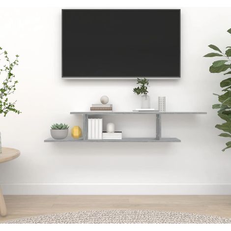 TV-Wandregal Grau Sonoma 125x18x23 cm Holzwerkstoff