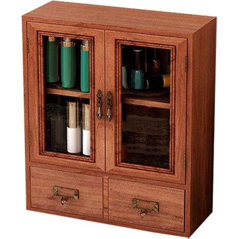 Rangement bureau bois massif rétro multifonction coffret maquillage coiffeuse étagère sur table maison bureau fournitures art (1/4)