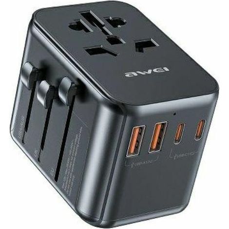 35W AWEI GaN USB-C/USB-A Wandladegerät Schwarz (1/4)