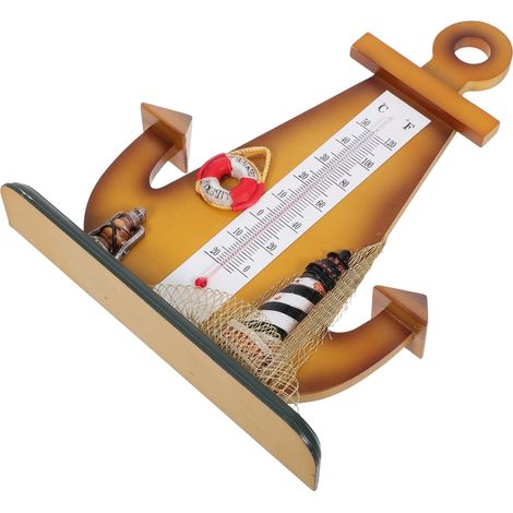 Thermomètre de Table Intérieur et Extérieur D’ancre Vintage en Métal, Décoration Nautique Compacte pour Bureau et Jardin, Ornement Marin Fonctionnel pour Ambiance Bord de Mer (1/5)