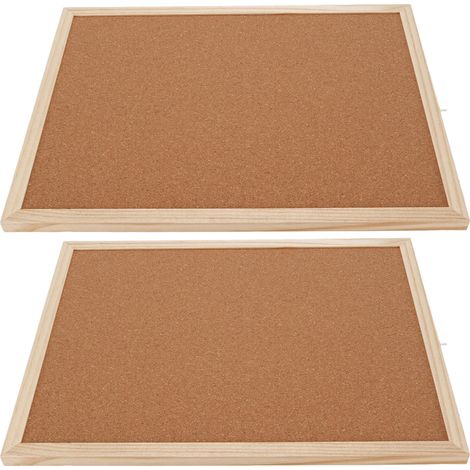 Lot de 2 tableaux en liège 30x40cm avec cadre en bois, décoration murale pour bureau, tableau d'affichage mémo et punaises (1/5)
