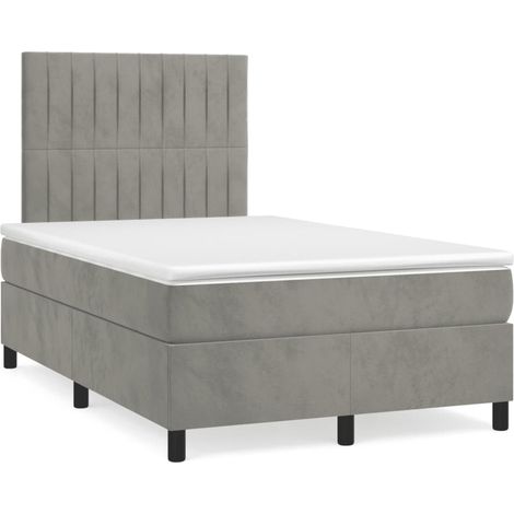 Maison Exclusive - Cama box spring con colchón terciopelo gris cl (1/5)