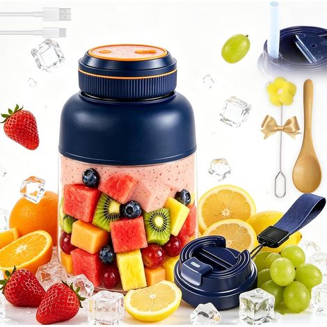 Mixeur Portable - 1300 ml - 6 Lames Acier Inoxydable - Rechargeable USB - Bouteille Étanche - 1 Pièce (1/5)