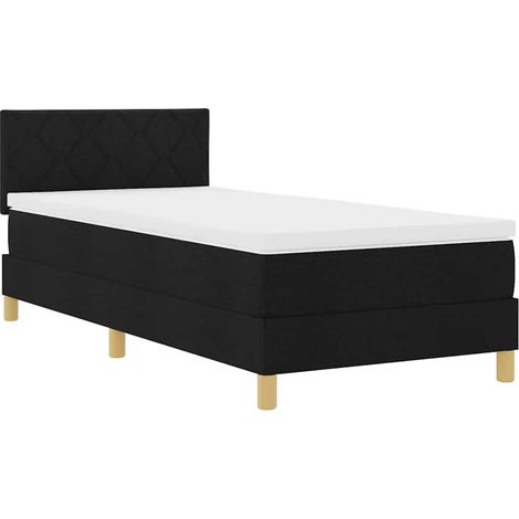 Maison Exclusive - Lit à ressort LED avec bandes LED Noir 90 x 190 cm tissu