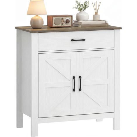 Weißes Sideboard im Landhausstil mit Schiebetüren und verstellbarem Einlegeboden, Küchenaufbewahrungseinheit