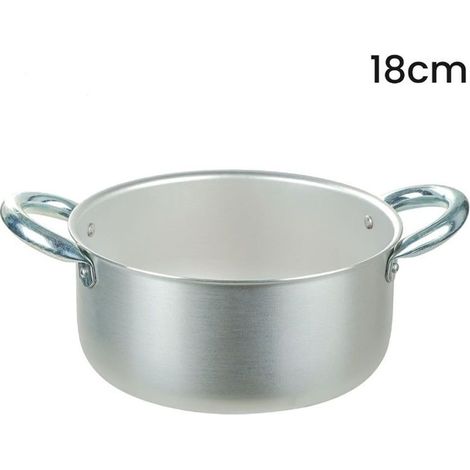TrAdE Shop Traesio - Casseruola Pentola In Alluminio Con 2 Maniglie Metallo ø16-18 Cm Utensile Per Cucina -    -diametro 18cm   -