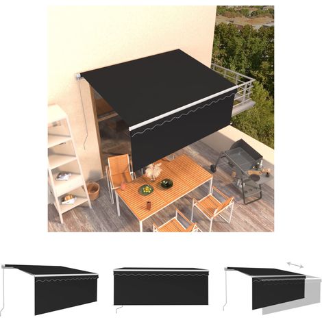 Markise mit Rolle - vidaXL Markise Manuell Einziehbar mit Rollo 3x2,5 m Anthrazit - Markise mit Kurbel (1/5)