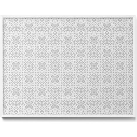 Tableau Magnétique en Métal Tableau pour Magnet - Motif Ornemental régulier - Minimaliste - Cadre Blanc - 80x60 cm - Plaque Magnétique
