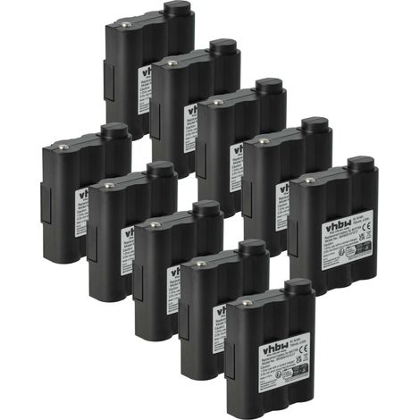 vhbw 10x Battery Replacement for Alan / Midland BATT5R, PB-ATL/G7 for Radio, Walkie-Talkie (700 mAh, 6 V, NiMH)