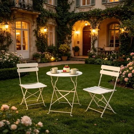 Conjunto de muebles de patio portátiles, muebles de patio plegables, mesa y sillas de bistró para exteriores, mesa y sillas de comedor minimalistas para exteriores (solo incluye 1 mesa de comedor y 2  (1/5)