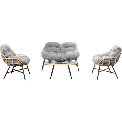 Set di mobili da giardino 4 posti + poltrone grigio scuro EVORA