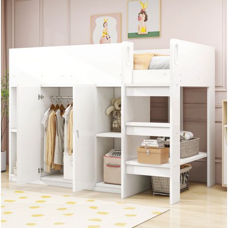 Lit 90x200 enfant avec rangement et échelle HAVRYA (1/5)